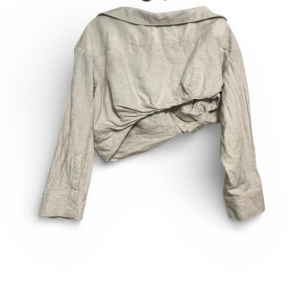 Jacquemus Mejean Cropped Linen Cotton Shirt White Oversized Button Down 34 XS - Picture 6 of 13